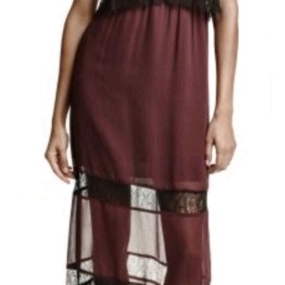 H&M Red and Black Chemise with Sheer Mesh Detail
